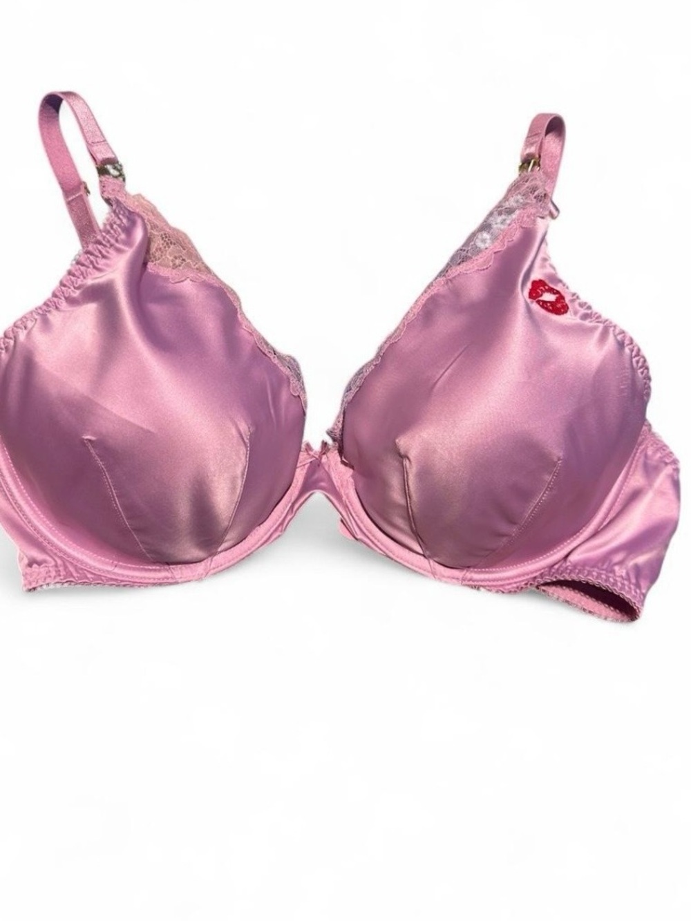 Victoria's Secret Pink Satin Lace-Trim Bra